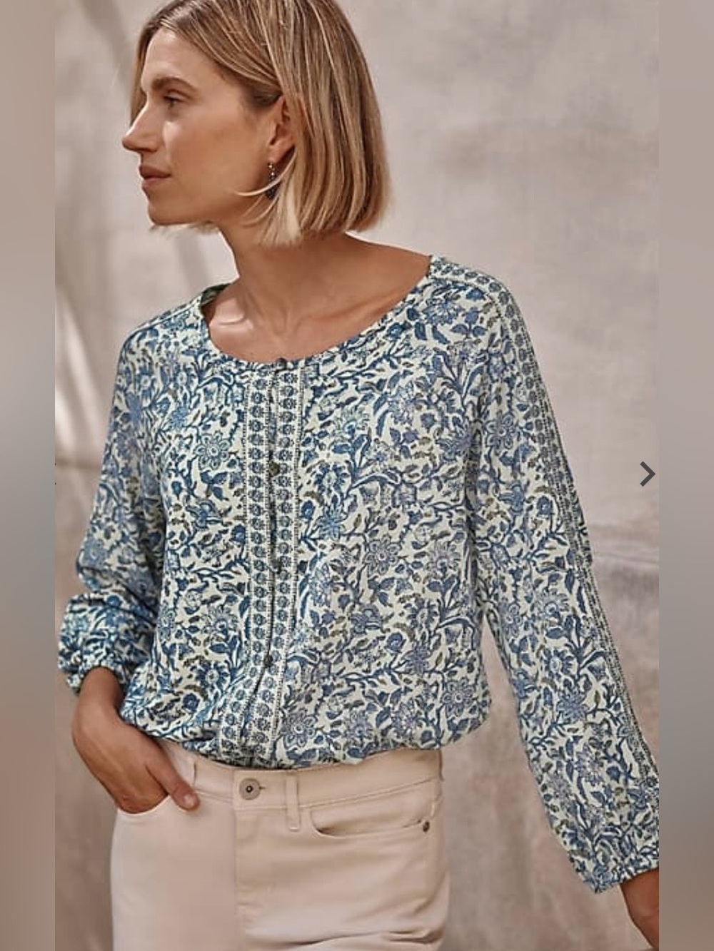 J JILL BOARDER PRINT TOP SIZE MEDIUM BLUE/MULTI NWT!